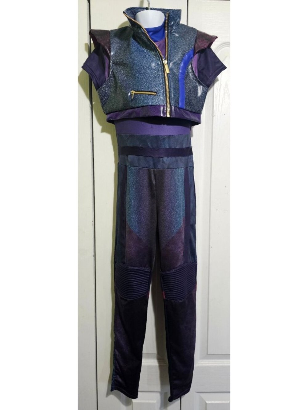 Descendants 3 Mal Deluxe Costume Girl 8-10  Jumpsuit Vest Disney Spirt Halloween